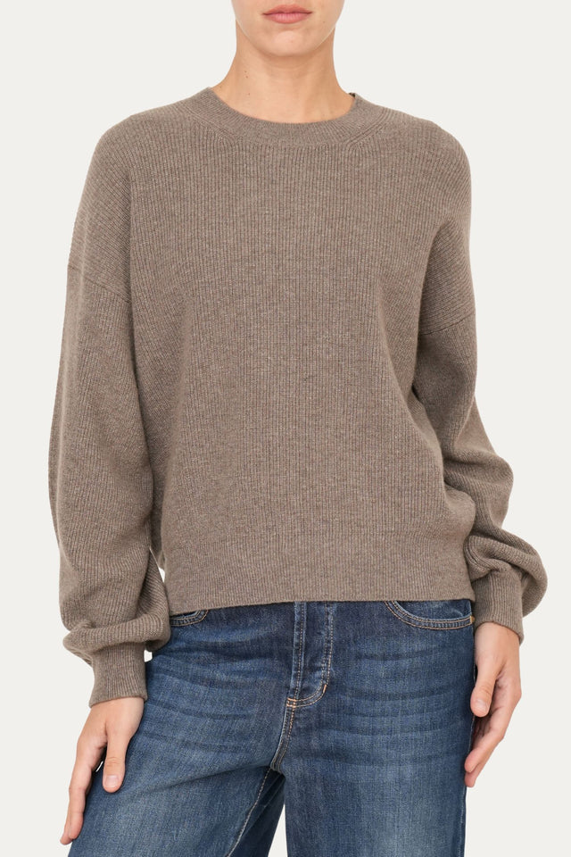 Maglia manica sbuffo misto cashmere - Noce