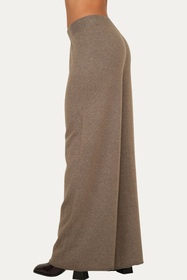 Pantalone palazzo misto cashmere - Noce