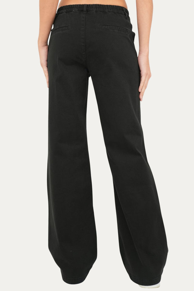 Pantalone palazzo LIA cotone gabardina - Nero