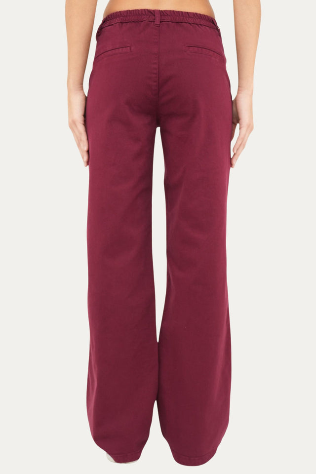 Pantalone palazzo LIA cotone gabardina - Vino
