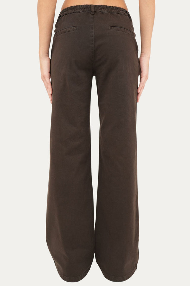 Pantalone palazzo LIA cotone gabardina - Moro