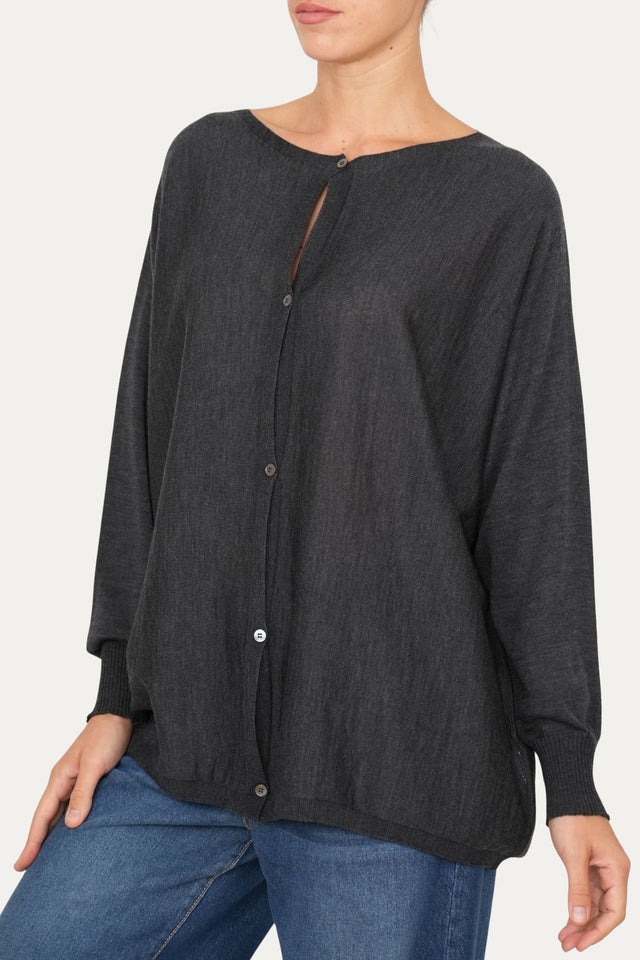 Cardigan con bottoni in lana merino Zegna Baruffa - Antracite