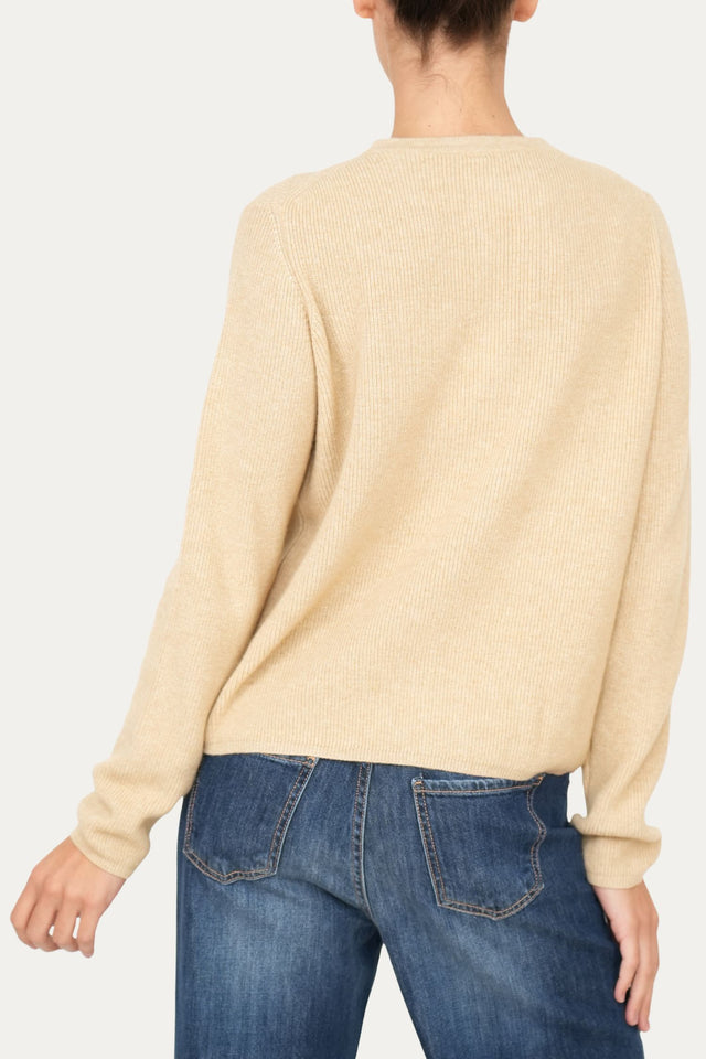 Cardigan manica lunga con bottoni misto cashmere - Grano