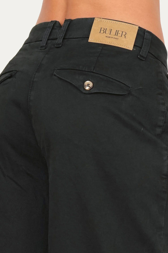 Pantalone palazzo largo GRACE in cotone gabardina - Nero