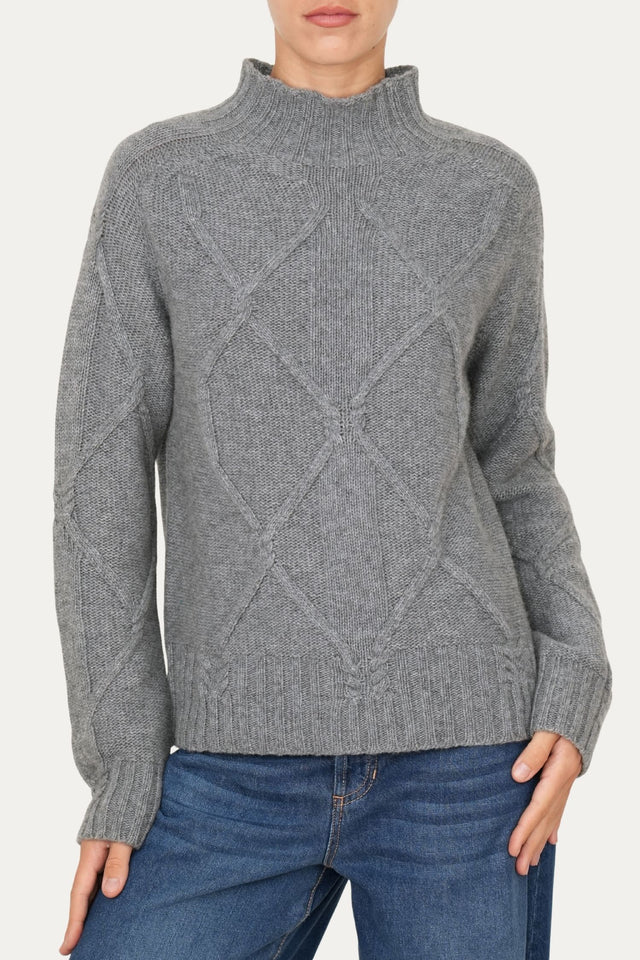 Maglione ROMBI misto cashmere - Grigio