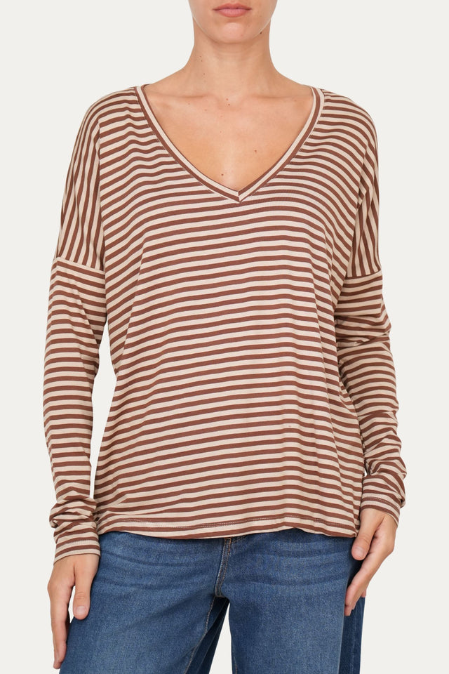 Maglia scollo a V Comfy - Moka