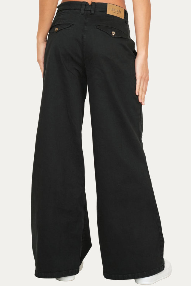 Pantalone palazzo largo GRACE in cotone gabardina - Nero