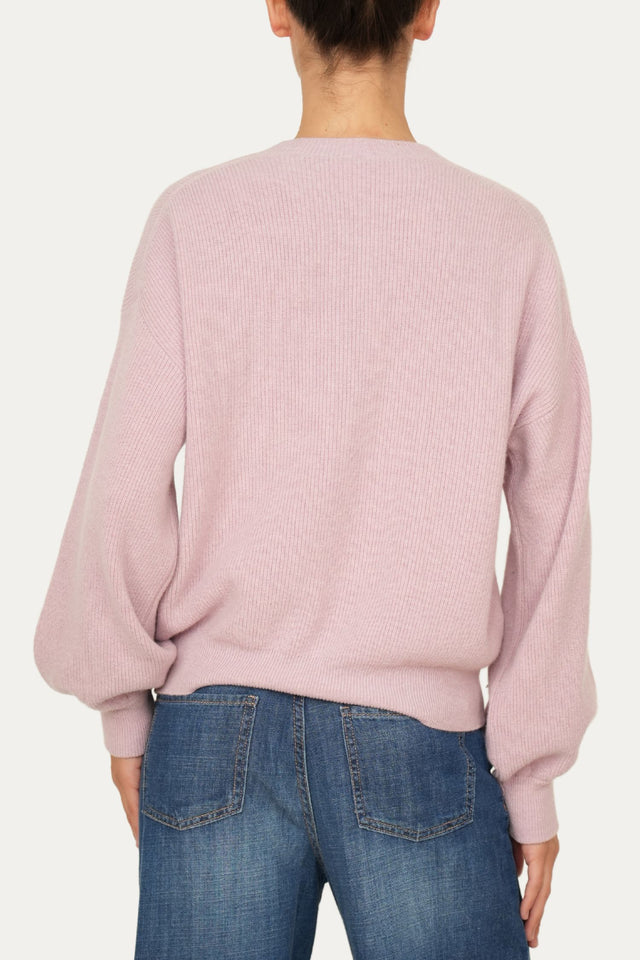 Maglia manica sbuffo misto cashmere - Malva