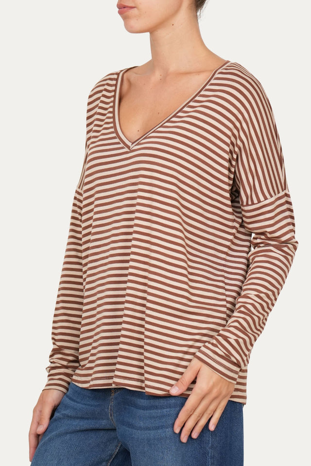 Maglia scollo a V Comfy - Moka