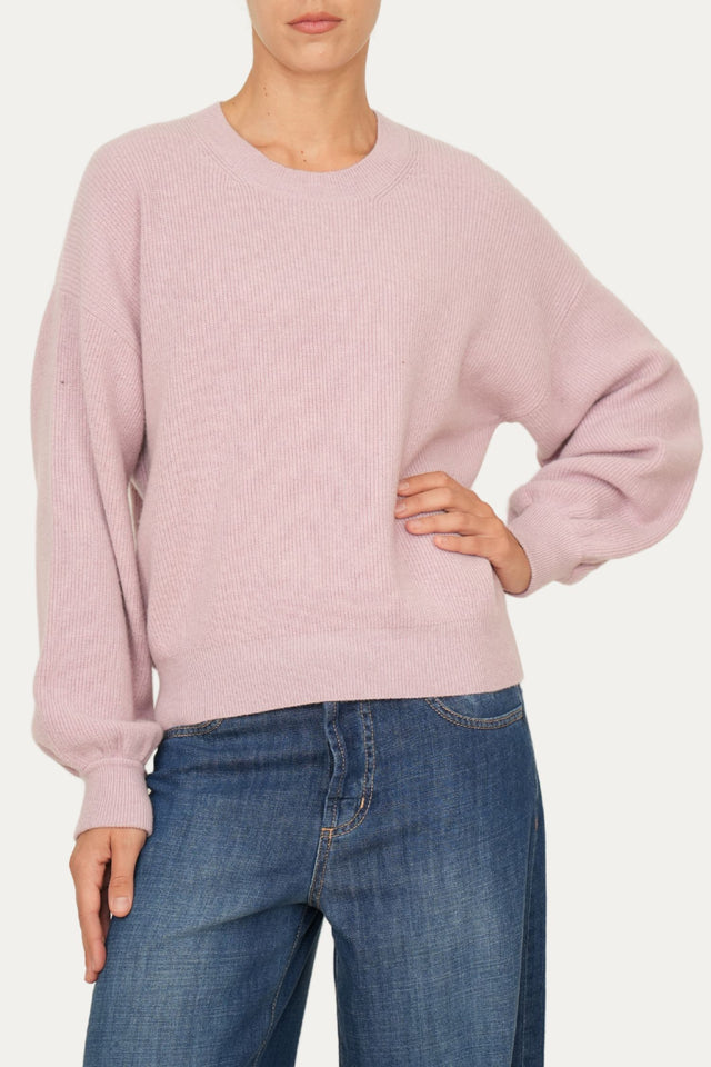 Maglia manica sbuffo misto cashmere - Malva