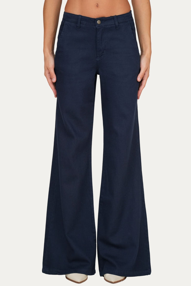 Pantalone palazzo LIA in cotone slegato - Blu