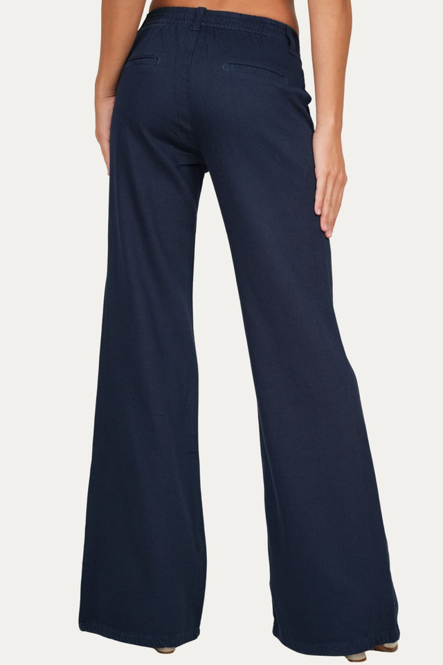 Pantalone palazzo LIA in cotone slegato - Blu