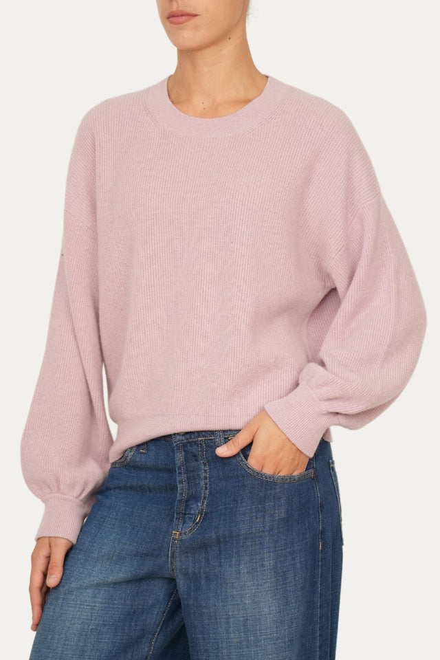 Maglia manica sbuffo misto cashmere - Malva