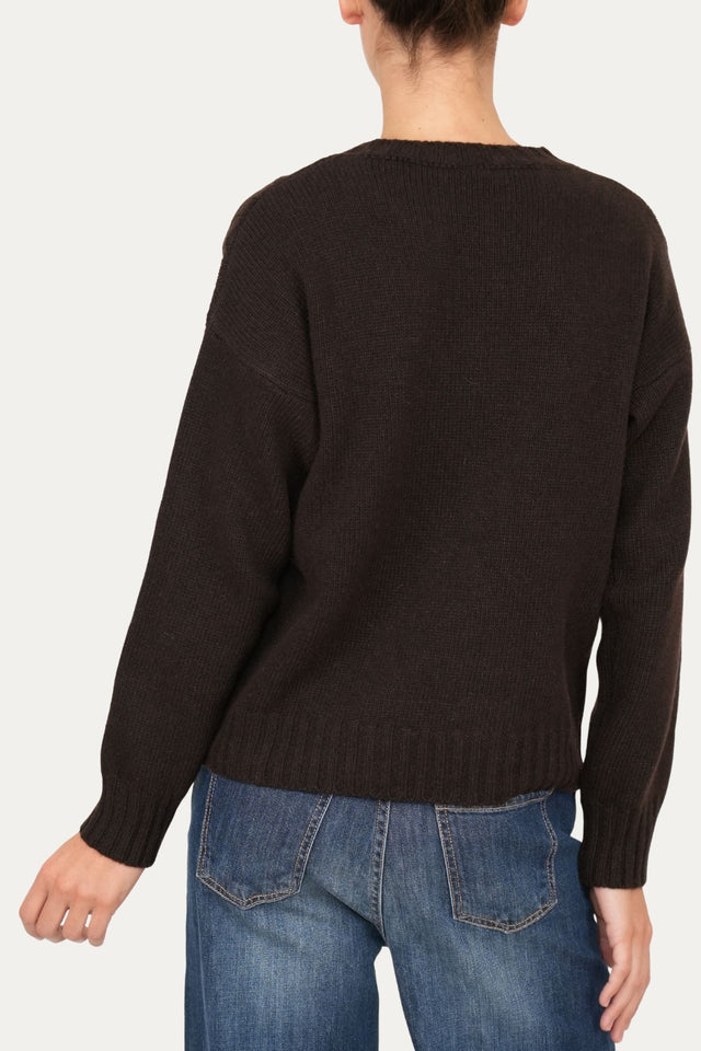 Maglione TRECCE e ROMBI misto cashmere - Caffè
