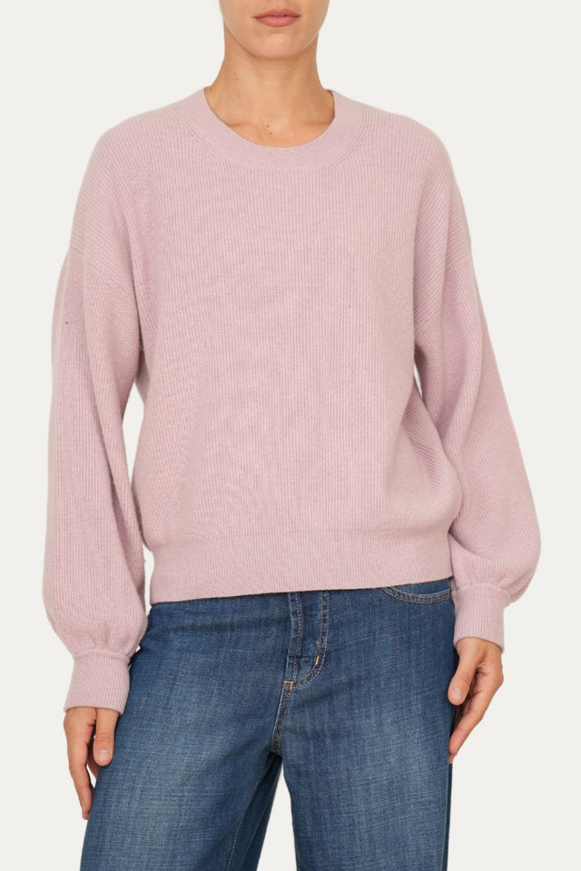 Maglia manica sbuffo misto cashmere - Malva