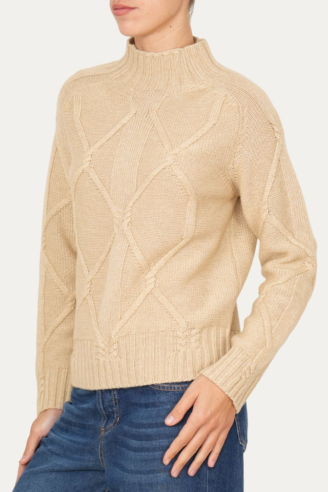 Maglione ROMBI misto cashmere - Grano