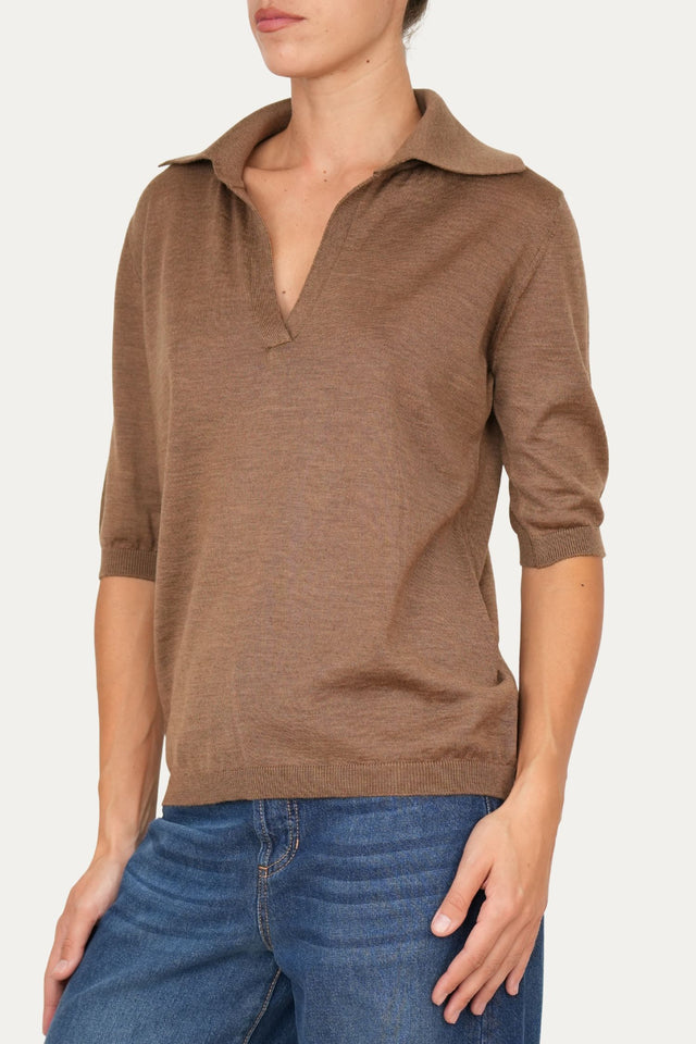 Polo in lana vergine merino Zegna Baruffa - Biscotto
