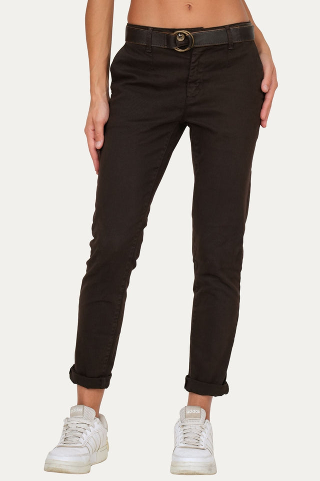 Pantalone CHINO in cotone gabardina - Moro