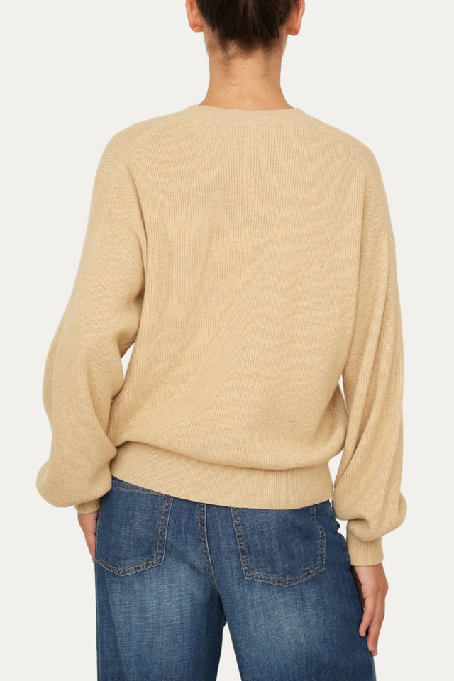 Maglia manica sbuffo misto cashmere - Grano