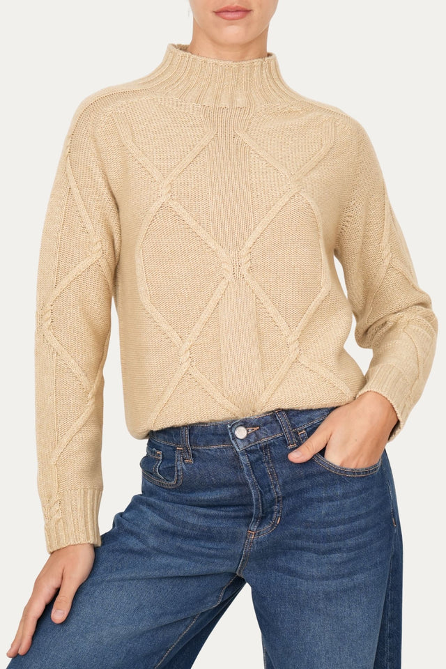 Maglione ROMBI misto cashmere - Grano