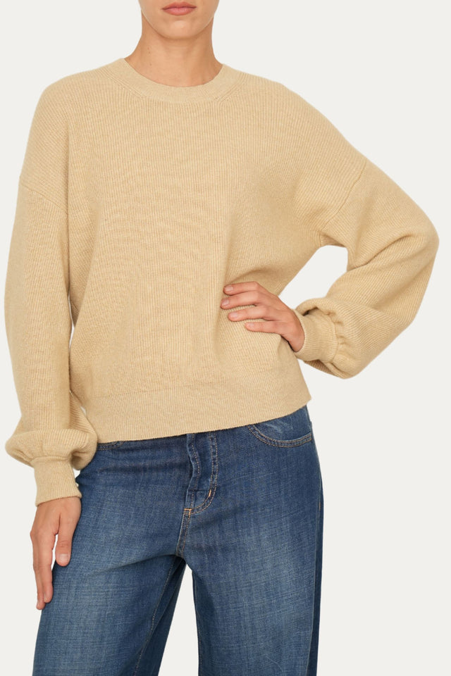 Maglia manica sbuffo misto cashmere - Grano
