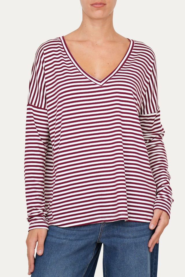 Maglia scollo a V Comfy - Vino