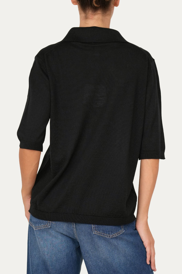 Polo in lana vergine merino Zegna Baruffa - Nero
