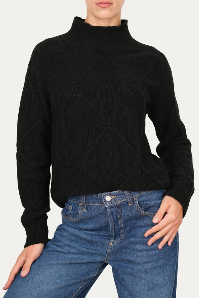 Maglione ROMBI misto cashmere - Nero