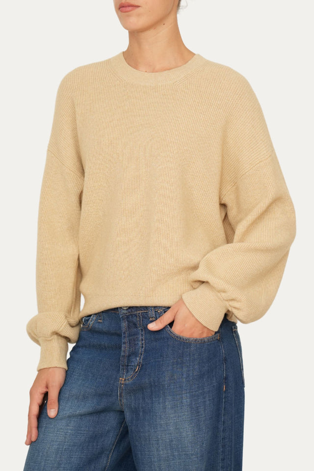 Maglia manica sbuffo misto cashmere - Grano