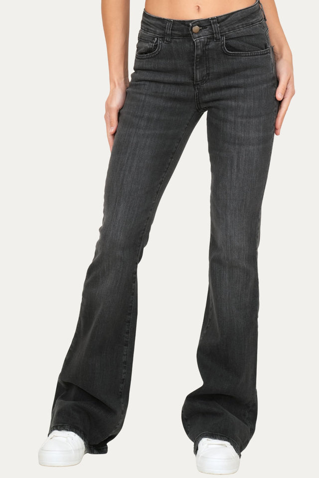 Jeans a zampa JANE in tessuto stretch - Denim Nero