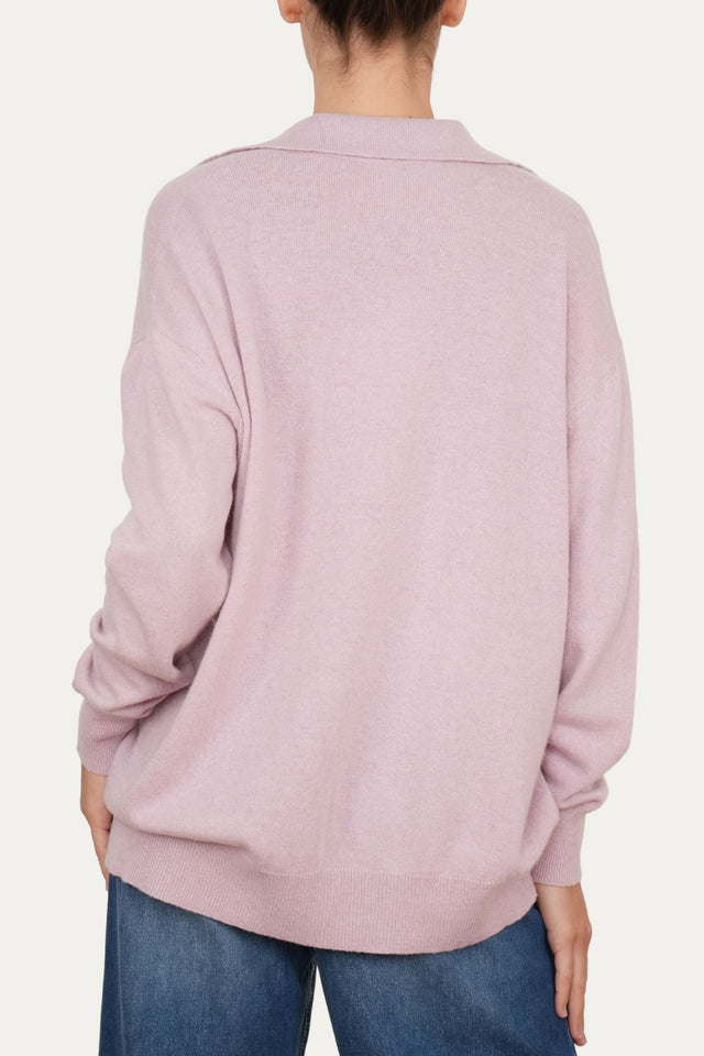 Maglia POLO misto cashmere - Malva