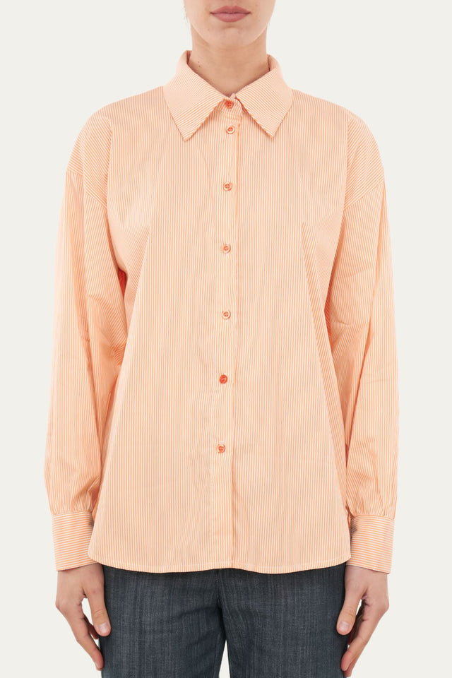 Camicia righe regular fit - Peach