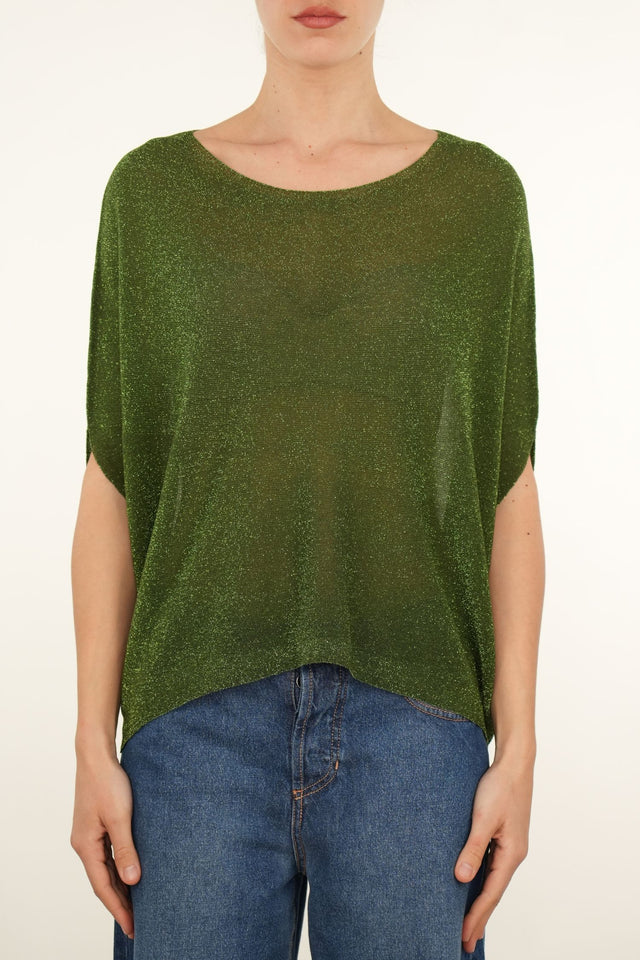 Maglia Kimono in lurex - Verde Acido