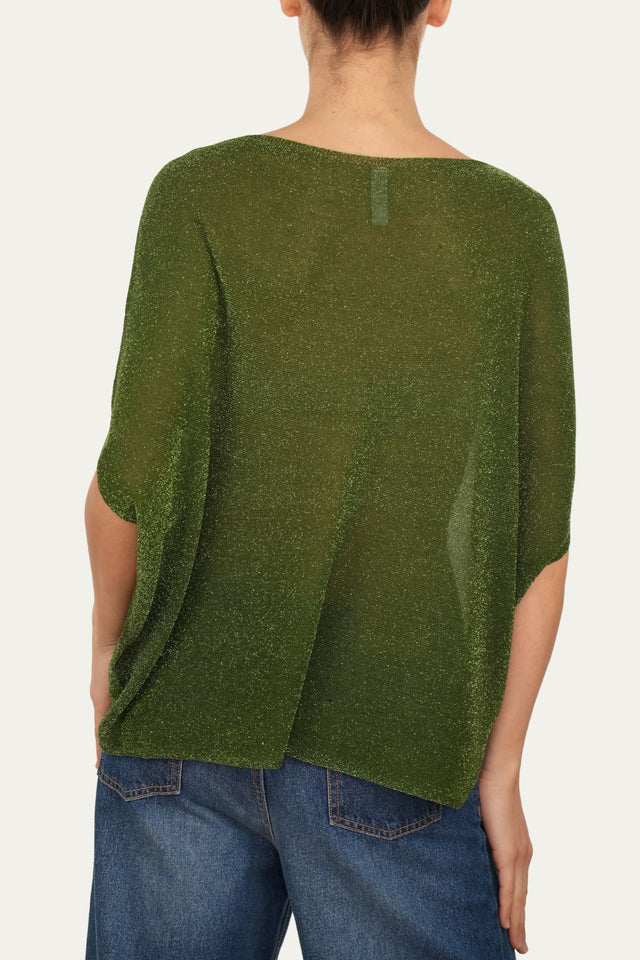 Maglia Kimono in lurex - Verde Acido
