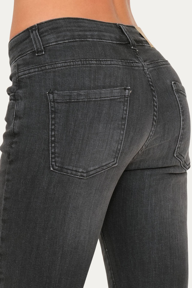 Jeans a zampa JANE in tessuto stretch - Denim Nero