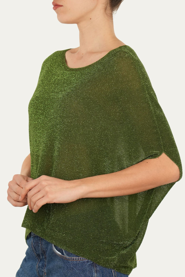 Maglia Kimono in lurex - Verde Acido