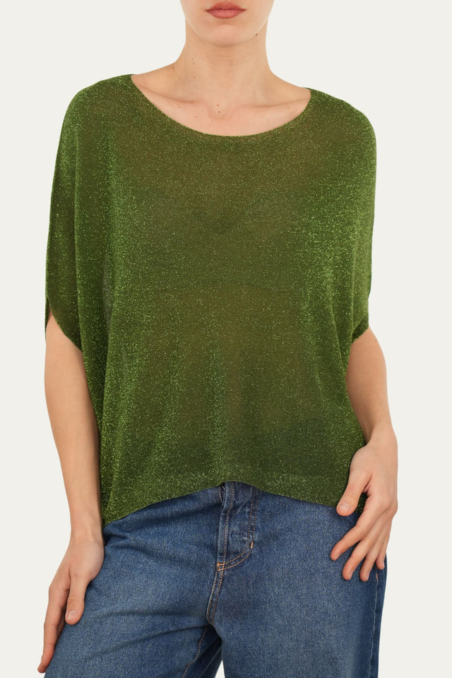 Maglia Kimono in lurex - Verde Acido