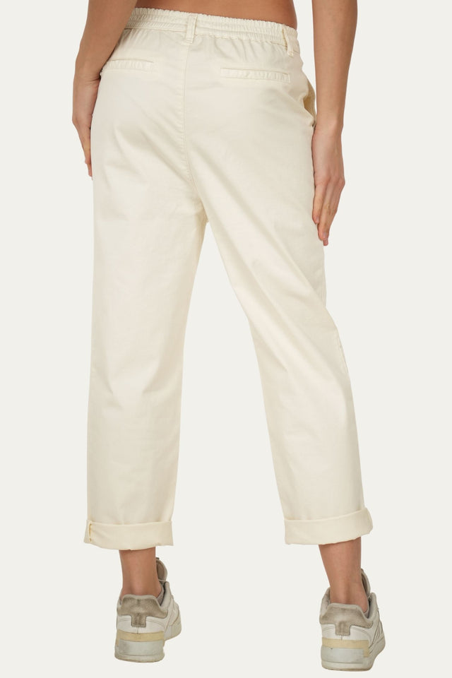 Pantalone boyfriend SALLY cotone Light - Panna