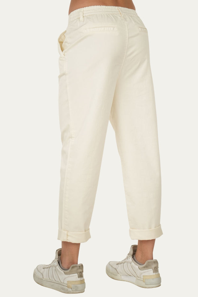 Pantalone boyfriend SALLY cotone Light - Panna