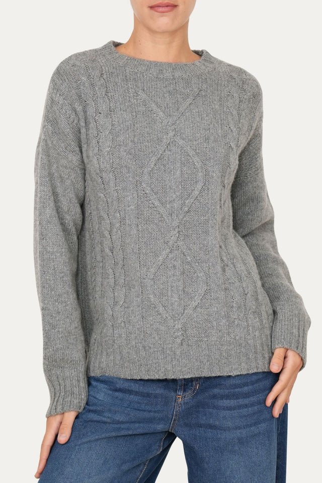 Maglione TRECCE e ROMBI misto cashmere - Grigio