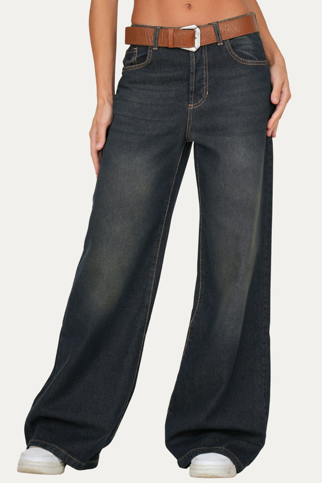 Jeans palazzo DEA tessuto slegato - Denim Thé