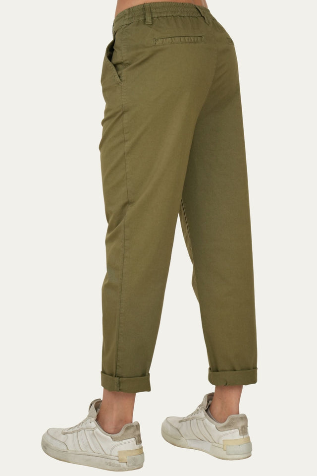 Pantalone boyfriend SALLY cotone Light - Militare