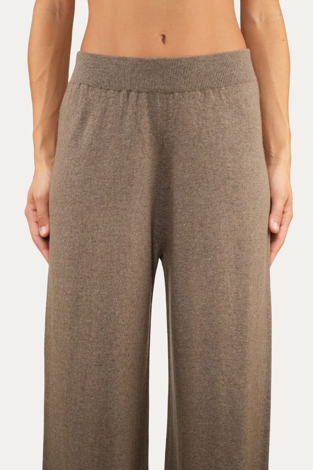Pantalone palazzo misto cashmere - Noce