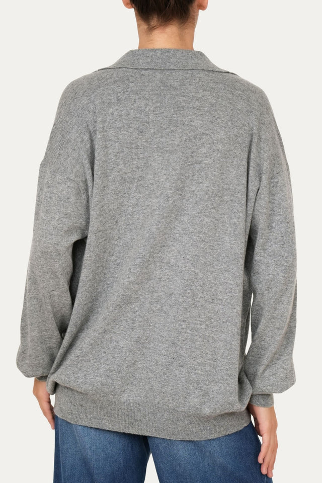 Maglia POLO misto cashmere - Grigio