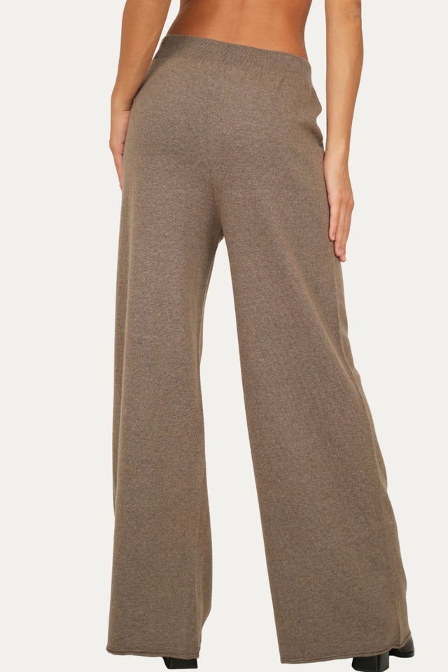 Pantalone palazzo misto cashmere - Noce