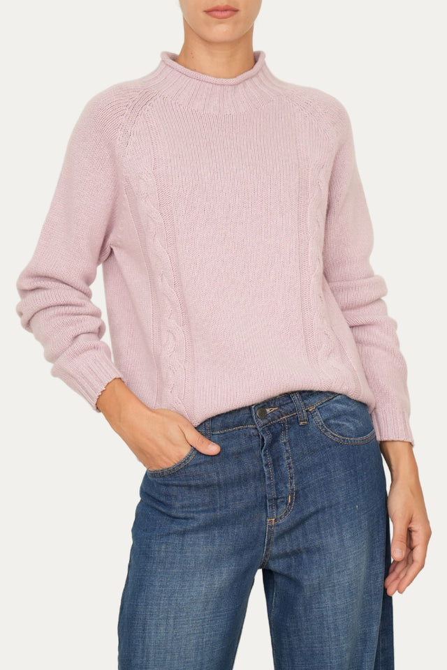 Maglione TRECCE misto cashmere - Malva