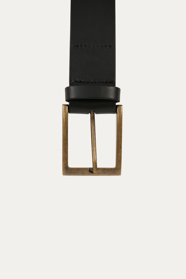 Cintura in pelle con fibbia Ottone - Nero