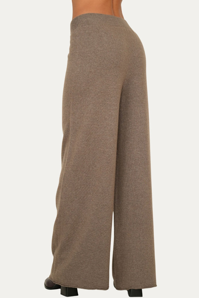 Pantalone palazzo misto cashmere - Noce