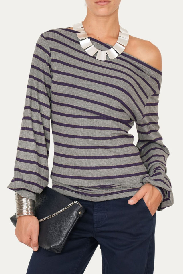 Maglia Glam a righe - Mirtillo