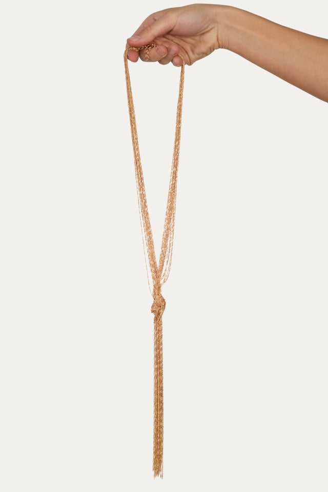 Collana multi filo con nodo componibile - Oro